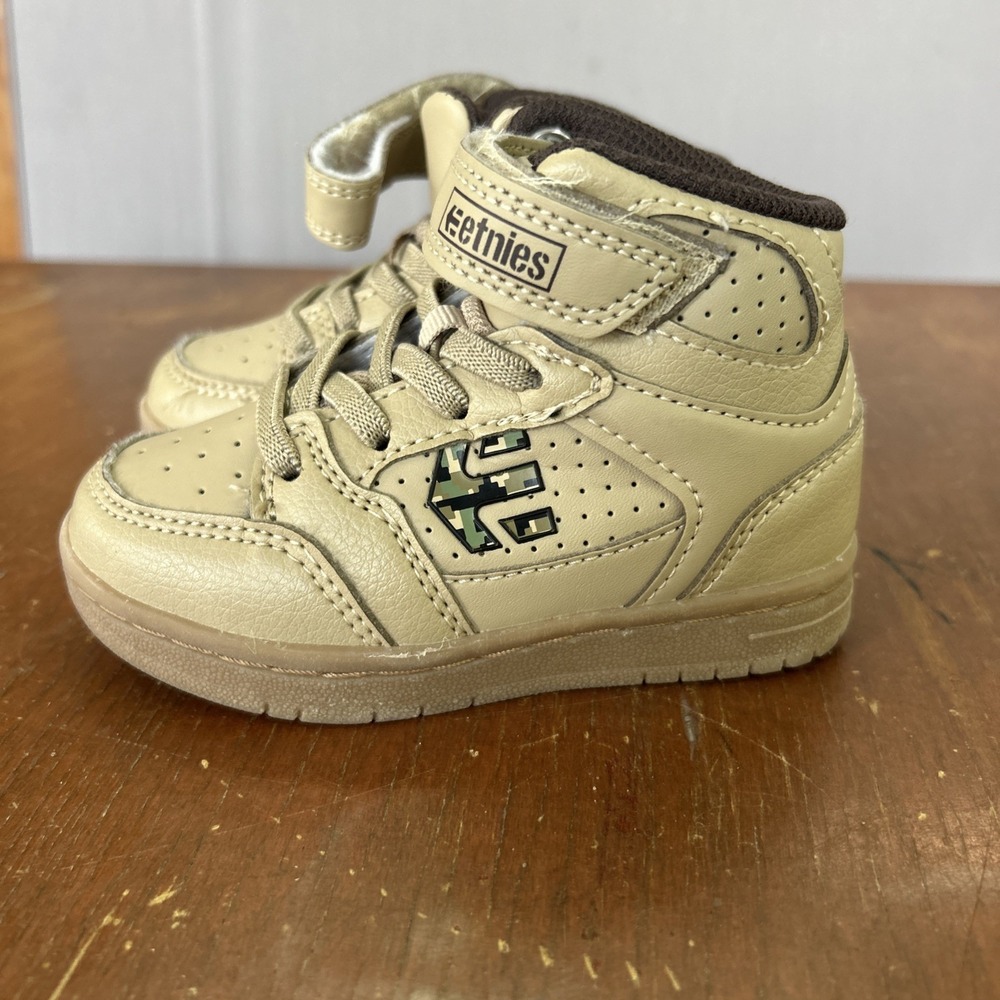 Etnies Marana Mid Crank Kids Tan Camo Green  Size Toddler 8 Skate Shoes Sneaker - Picture 2 of 8